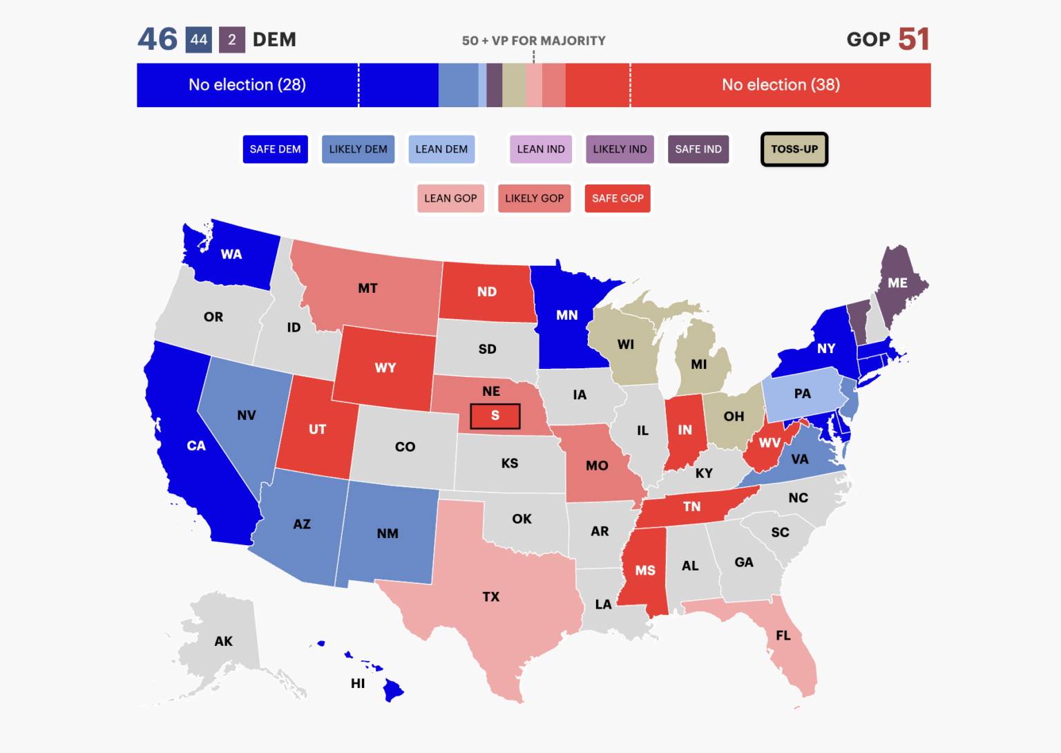 Race For The Senate Here Are The Paths For Each Party In 2024